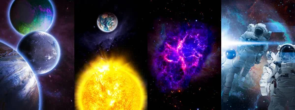 Collage científico espacial formado por planetas y cosmos, elementos de esta imagen proporcionados por nasa b — Foto de Stock