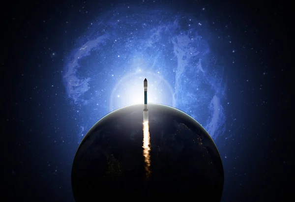 Spacecraft or rocket voyaging through the space concept, elements of this image furnished by nasa b — Stock Photo, Image