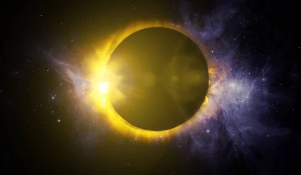 Eclipse solar total, vista desde el espacio, elementos de esta imagen amueblada por nasa b — Foto de Stock