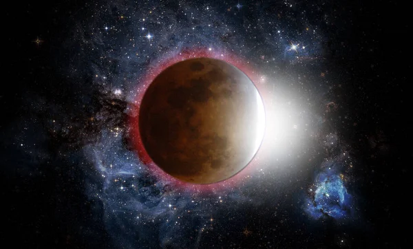 Eclipse de luna vista desde el espacio, elementos de esta imagen amueblada por nasa n — Foto de Stock