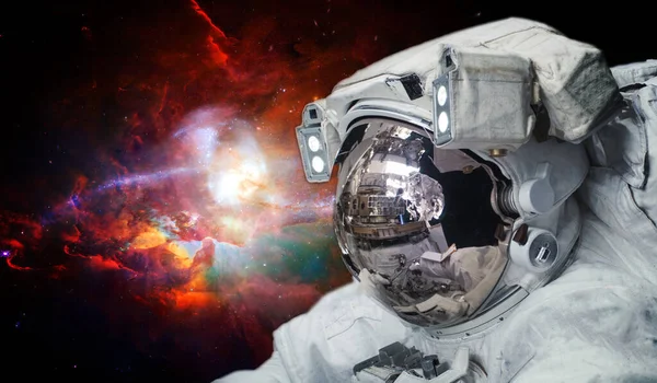 Astronaut walking in outer space, elements of this image furnished by nasa b — Stock Photo, Image