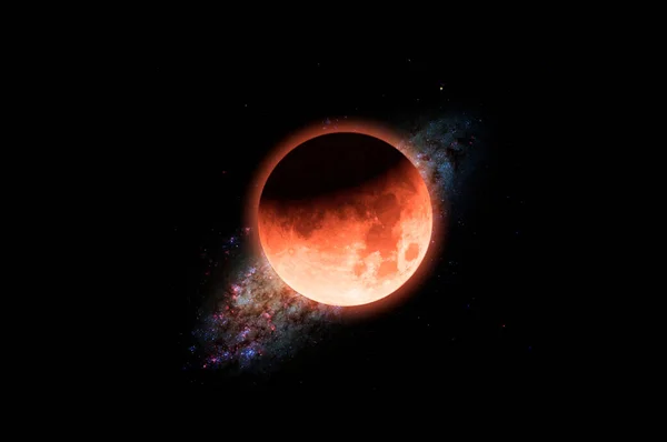 Éclipse de lune vue de l'espace, éléments de cette image meublés par nasa n Photo De Stock