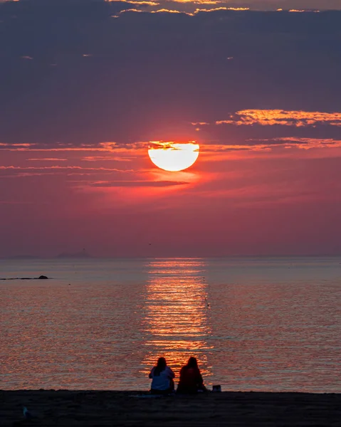 Warmer Sommersonnenaufgang Über Dem Ozean New Hampshire — Stockfoto