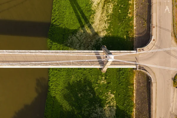 Martinska Ves桥跨越克罗地亚农村Sava河的空中景观 — 图库照片