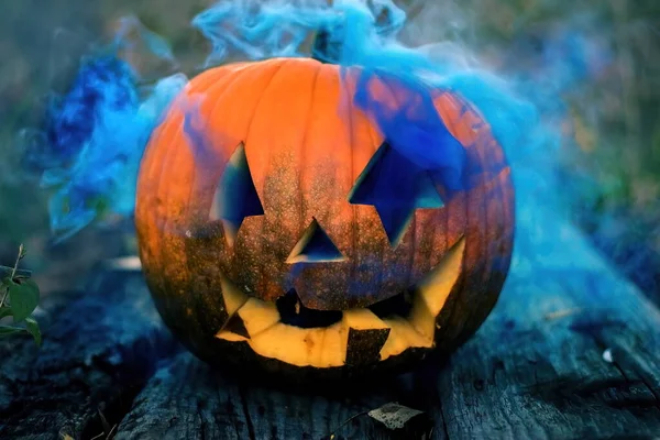 Halloween Pumpkin Head Smoke — Stock Photo, Image