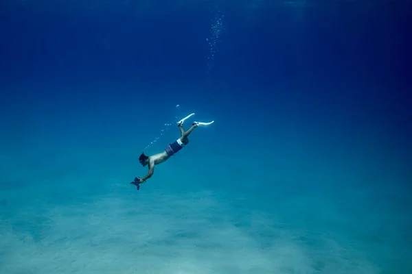 Podmořský Svět Potápěč Výhled Vrcholku Vody — Stock fotografie