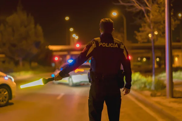 Control Policial Del Vehículo Debido Pandemia — Foto de Stock