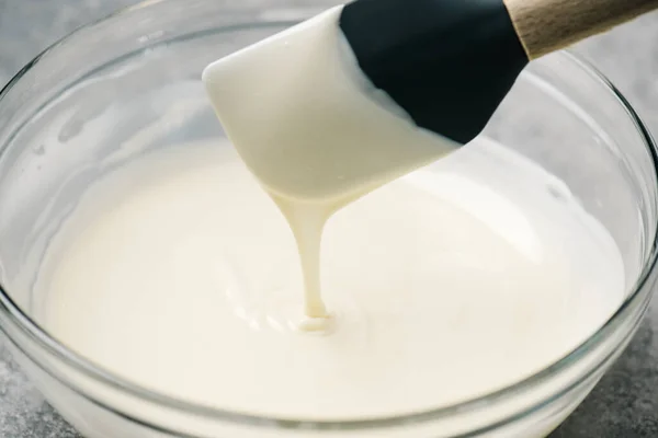 Pouring Milk Glass White Background — Stock Photo, Image