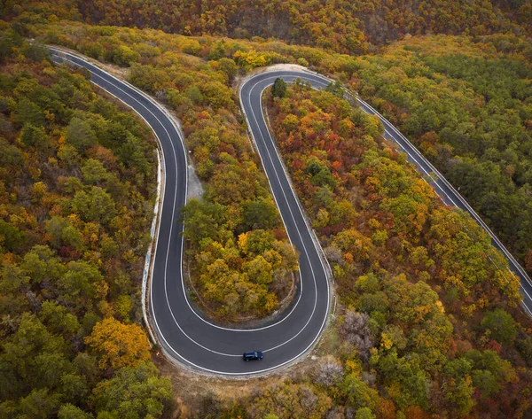 Luftaufnahme Der Autobahn Herbstwald — Stockfoto