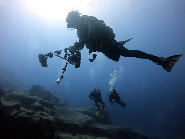 Duikers Onder Zee Antalya Turkije — Stockfoto