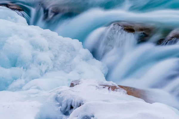 Beautiful Waterfall Mountains Winter Background Close — Stock Photo, Image