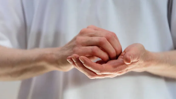 Doctor Making Hands Massage Hospital Close View — Stock Photo, Image