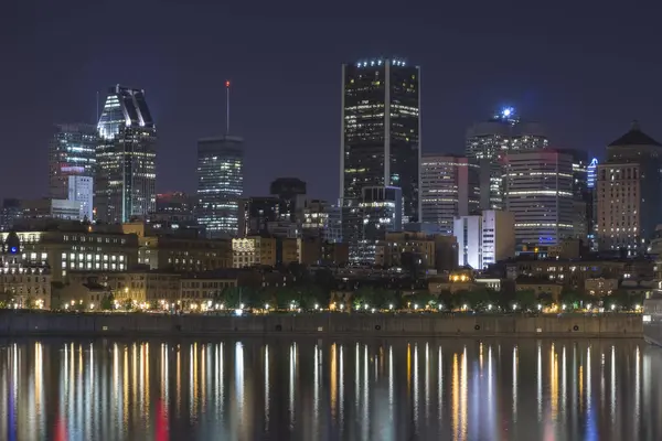 蒙特利尔市夜景 加拿大魁北克蒙特利尔 — 图库照片