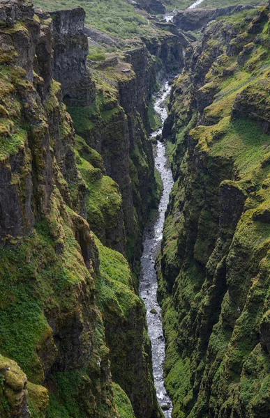Glymur Folyó Kanyonja Izlandtól Nyugatra — Stock Fotó