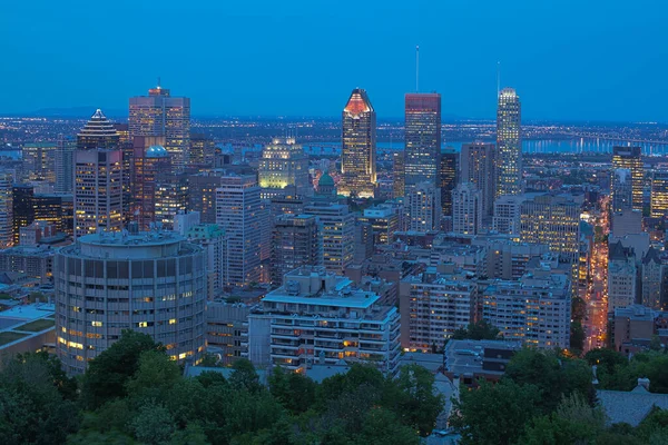 Kanadyjska Panorama Miasta Nocy Montreal Quebec Kanada — Zdjęcie stockowe