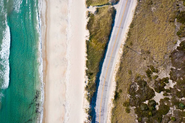 Vista Aerea Della Spiaggia Con Mare Oceano — Foto Stock