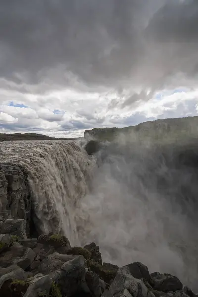 Mäktigt Vattenfall Dettifoss Norra Island — Stockfoto