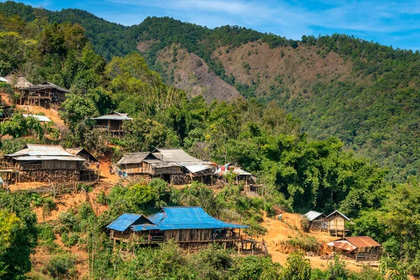 Aldeia Remota Tribo Eng Nas Montanhas Perto Kengtung Mianmar — Fotografia de Stock