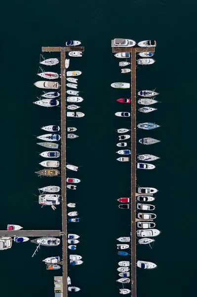 Vista Aérea Mar Cais Com Barcos — Fotografia de Stock