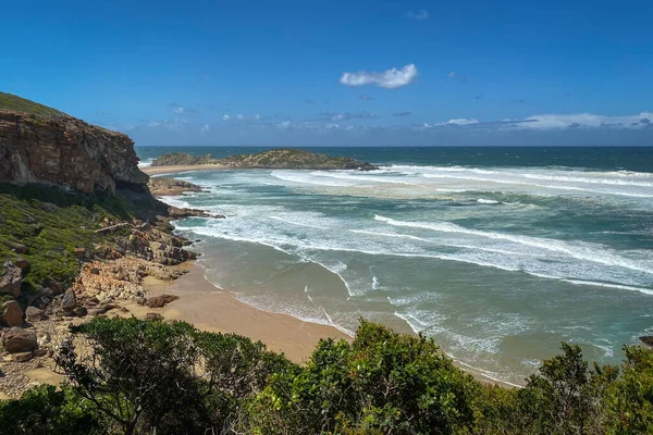 Vista Panorámica Playa Arena Rocas Reserva Natural Robberg Bahía Plettenberg — Foto de Stock