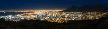 Beautiful panoramic scenic view cityscape of Cape Town, South Africa by night seen from Signal Hill