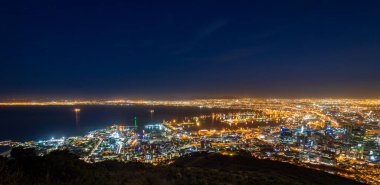 Beautiful panoramic scenic view cityscape of Cape Town, South Africa by night seen from Signal Hill