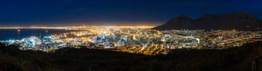 Beautiful panoramic scenic view cityscape of Cape Town, South Africa by night seen from Signal Hill
