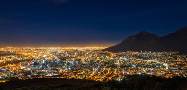 Beautiful panoramic scenic view cityscape of Cape Town, South Africa by night seen from Signal Hill