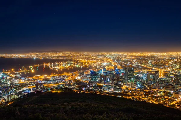 Beautiful panoramic scenic view cityscape of Cape Town, South Africa by night seen from Signal Hill