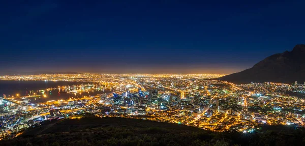 Beautiful panoramic scenic view cityscape of Cape Town, South Africa by night seen from Signal Hill