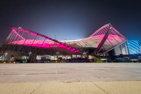 Doha Qatar October 2019 Colorful Illuminated Khalifa International Stadium Doha — Stockfoto