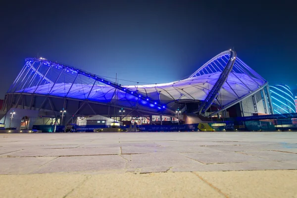 Доха Катар Октября 2019 Года Разноцветный Освещенный Халифа Международный Стадион — стоковое фото