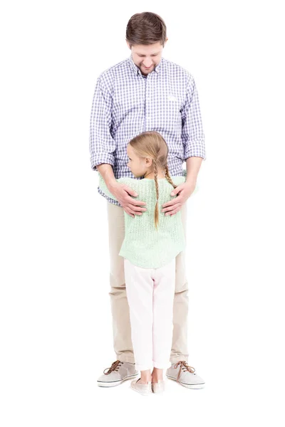Dívka objímající svého otce — Stock fotografie
