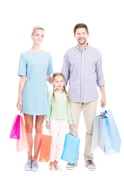 Famille avec sacs à provisions — Photo