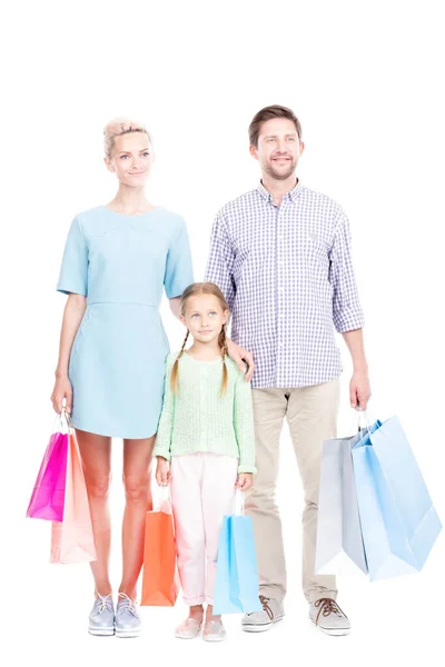 Οικογένεια με τσάντες ψώνια — Φωτογραφία Αρχείου
