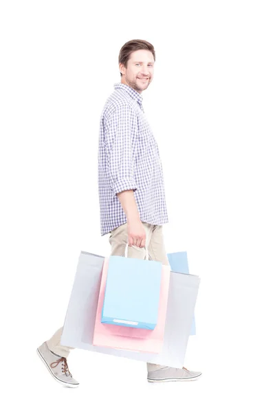 Homem com sacos de compras — Fotografia de Stock