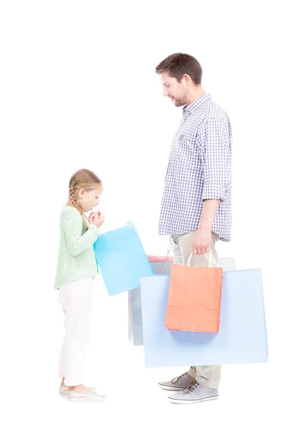 Pai e filha fazendo compras — Fotografia de Stock