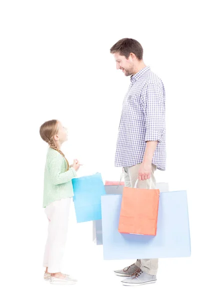 Pai e filha fazendo compras — Fotografia de Stock