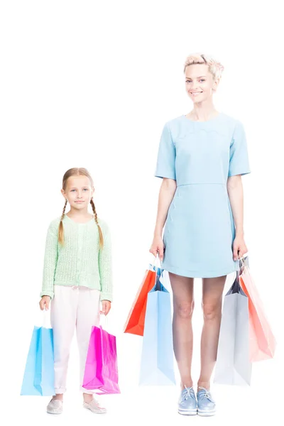 Mãe e filho fazendo compras — Fotografia de Stock