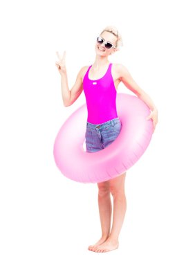 Yüzme Yüzüklü Kadın