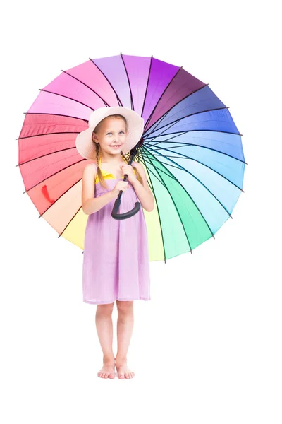 Chica con paraguas colorido —  Fotos de Stock