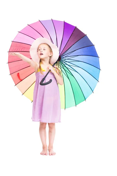 Fille avec parapluie coloré — Photo