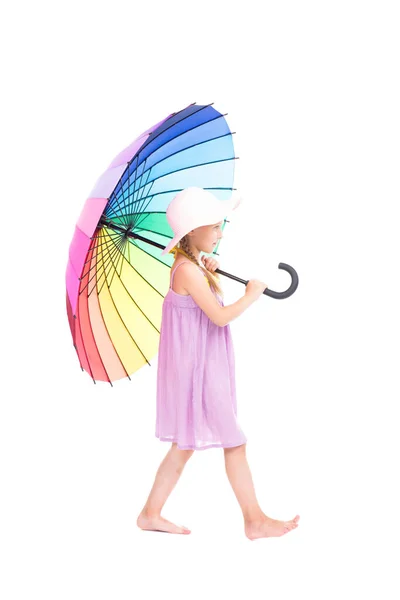 Girl With Colorful Umbrella — Stock Photo, Image