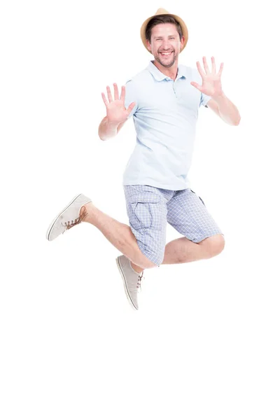 Homme joyeux sautant — Photo