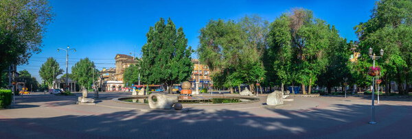 Запорожье, Украина 07.21.2020. Собор или Соборный проспект в Запорожье, Украина, солнечным летним утром