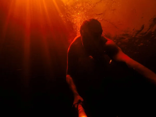 Selfie Κολύμπι Κάτω Από Νερό Στην Chapada Diamantina — Φωτογραφία Αρχείου