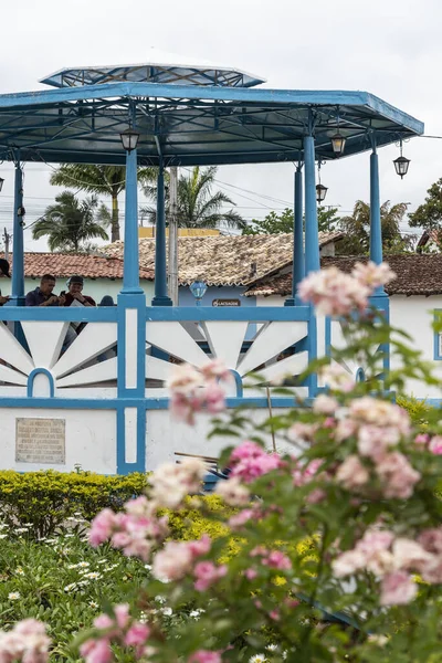 Blumen Und Musikkapelle Auf Dem Zentralen Platz Des Historischen Kleinen — Stockfoto