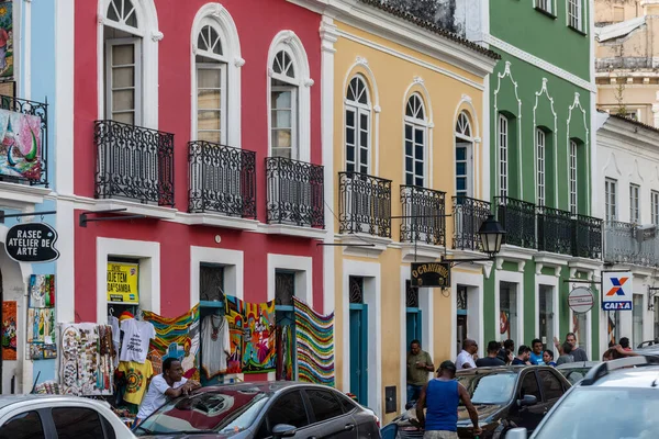 Hermosa Vista Coloridos Edificios Casas Histórico Pelourinho — Foto de Stock