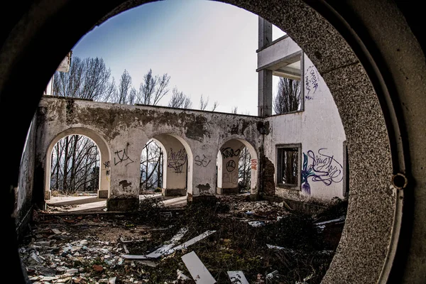 Velha Igreja Abandonada Ruínas Janela Conceito Edifício — Fotografia de Stock