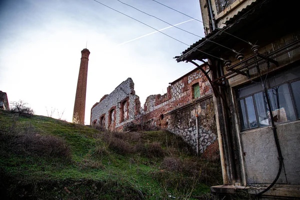 Ruins Very Heavily Polluted Industrial Factory Capital Most Beautiful Towns — Fotografia de Stock